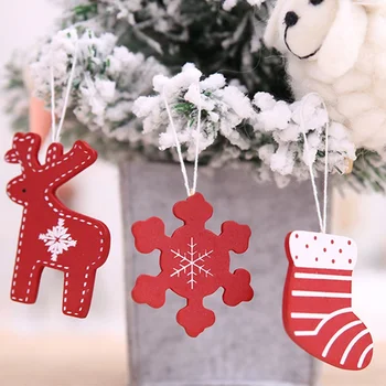 

10Pcs/Set Large Size Natural Wooden Christmas Tree Hanging Ornaments Pendant DIY Tree Snow Flakes For Xmas Decor