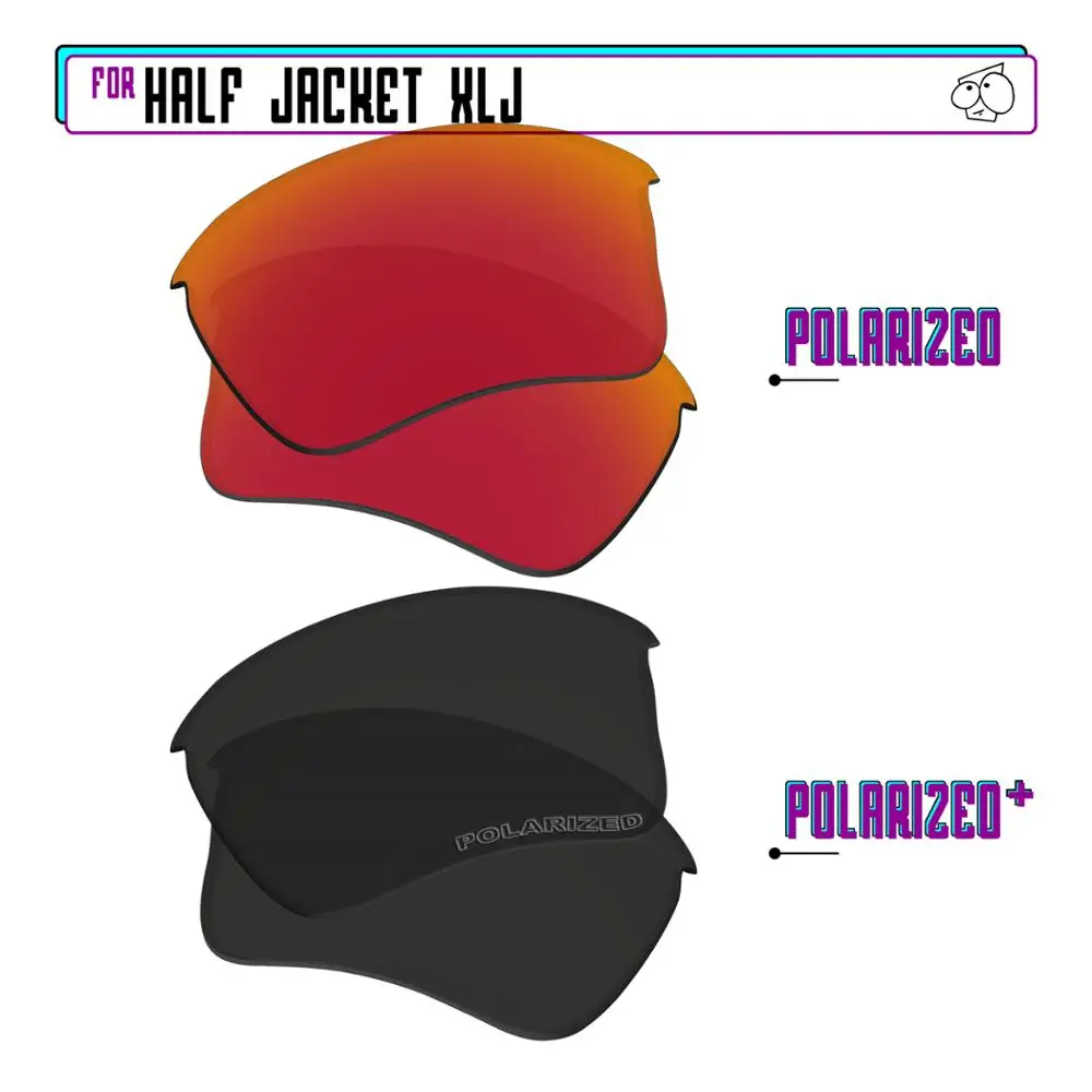

EZReplace Polarized Replacement Lenses for - Oakley Half Jacket XLJ Sunglasses - Black P Plus-Red P