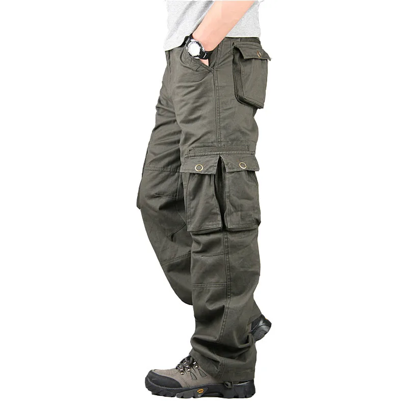 Модные мужские брюки карго военные тактические брюки мужская сумка с карманами верхняя одежда Уличная армейский Стиль Прямые брюки длинные брюки - Цвет: Армейский зеленый