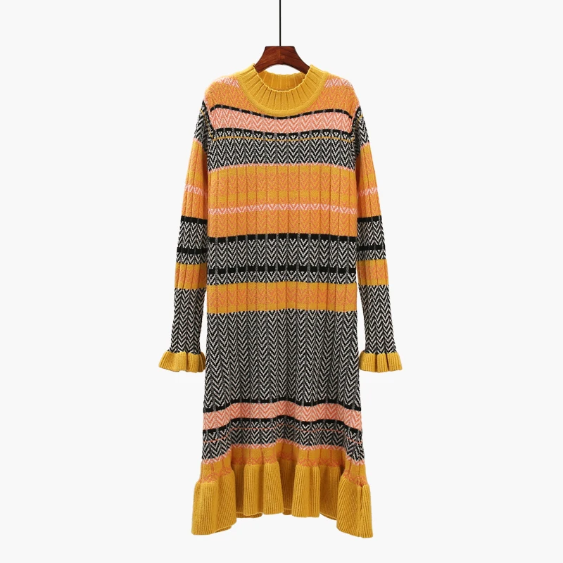 SuperAen Sweater Female Autumn and Winter New Fashion Pullovers Sweaters Women Ruffled Long Sleeve Women Clothing - Цвет: yellow