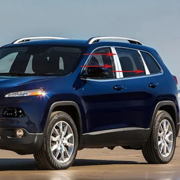 

For Jeep Cherokee 2014-2016 2017 2018 Stainless Steel Car Pillar B+C Trim Cover Window Decoration Strip Exterior Accessories