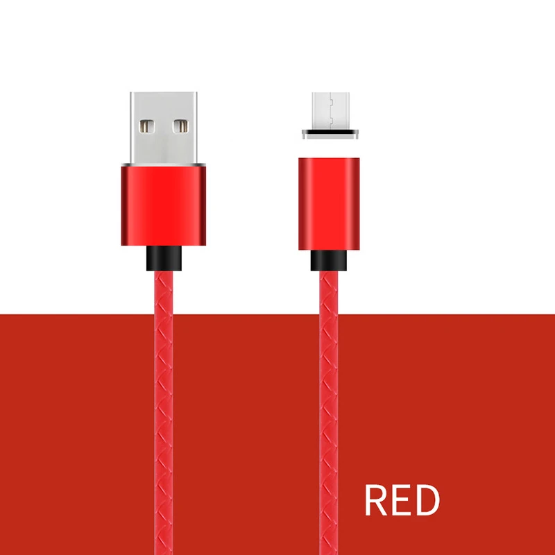Магнитный кабель Micro usb type C кабель для iPhone 11 XS светодиодный 3A Быстрая зарядка USB C магнитное зарядное устройство для телефона samsung S10 Xiaomi 8 - Цвет: Red