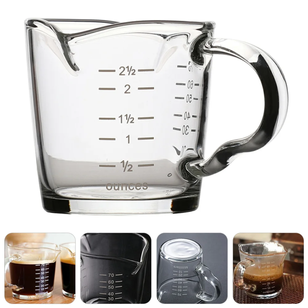 1Pc Coffee Cups Handmade Healthy Drink Mug Tea Two-Mouth Espresso Cup With Scale Temperature Resistant Glass Measuring | Дом и сад