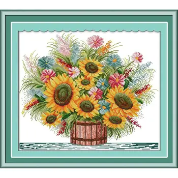 

Sunflower Restaurant Decor Painting Counted Print on Canvas DMC 11CT 14CT Chinese Cross Stitch Kits Embroidery Needlework Sets