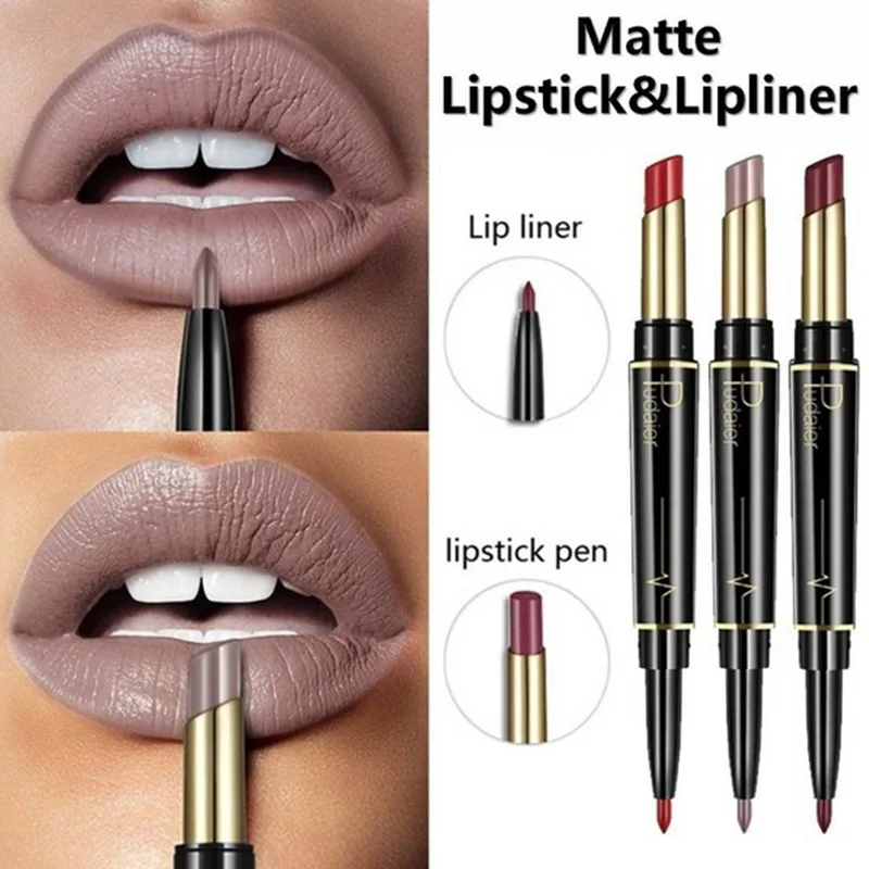 

Makeup Double Lipstick Matte Matte Velvet Automatic Rotating Lip Liner Waterproof and Sweatproof Lipstick