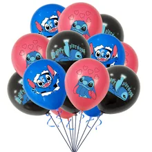 Globos de látex de Lilo & Stitch para fiesta de cumpleaños, 15 piezas, 12 pulgadas, decoración para fiesta de cumpleaños de niños, suministros de Globos para Baby Shower