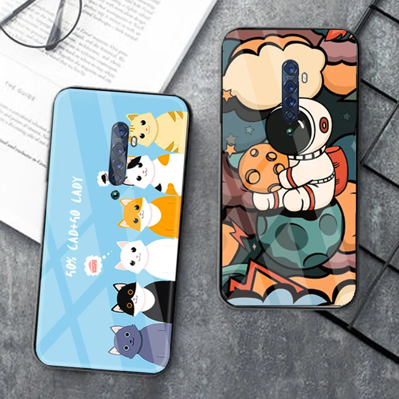 Per Oppo Reno 2 Cover Posteriore Per Oppo Reno 5 Pro + Plus Custodia In Vetro Temperato Per Reno 3 5G Custodie Per Telefoni Per Oppo Reno 4 Se 6 Pro 5