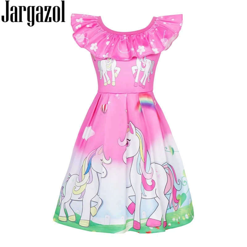 Vestido de princesa de manga de unicornio sin espalda partido vestidos para niñas Halloween niños ropa niñas traje trajes|Vestidos| -