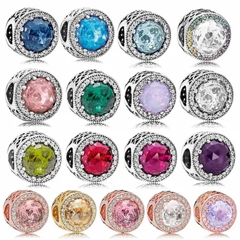 

DIY Charm Rose Gold Colorful Openwork Radiant Hearts With Crystal 925 Sterling Silver Bead Fit Original Bracelet Jewelry