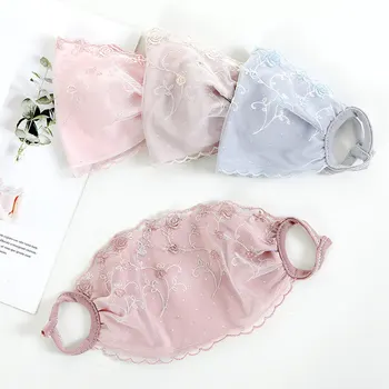 

PM 2.5 Air Pollution Dust Mask Korean Rose Flower Embroidery Lace Mouth Masks Sunscreen Face Mask