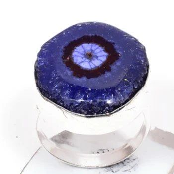 

Solar Quartz Druzy Silver Overlay over Copper , Size: 7 , R5587