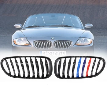 

2pcs Car Glossy Black M-Color Front Center Inset Kidney Grill For BMW E39 99-04 Car Decorative Accessory Racing Grills