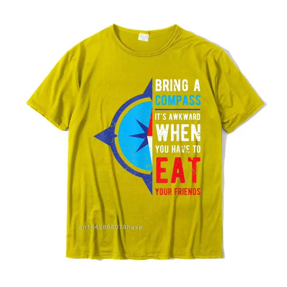 Casual Design Comics Short Sleeve Summer Fall Tops & Tees New Arrival Crewneck 100% Cotton Tops T Shirt Men's Tshirts Bring A Compass Its Awkward When You Eat Friends Hiking T-Shirt__2522. yellow
