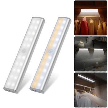 

2pcs PIR LED Motion Sensor Light Cupboard Wardrobe Bed Lamp LED Under Cabinet Night Light For Closet Stairs Kitchen