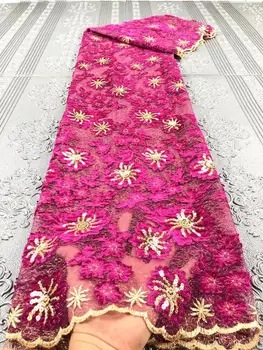 

african velvet lace sequins fabric 2020 high quality embroidered french net laces nigerian tulle fabrics 5 yards/piece