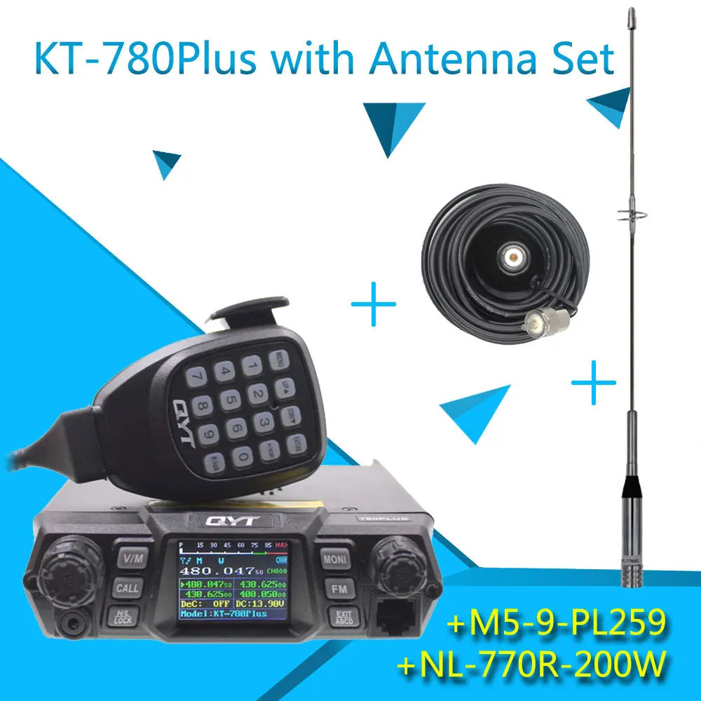 QYT KT-780 Plus Walkie Talkie UHF 400-470 МГц 80 Вт KT-780plus четырехъядерный Дисплей Автомобильная Мобильная радиостанция любительский радиоприемник - Цвет: Antenna Set 1