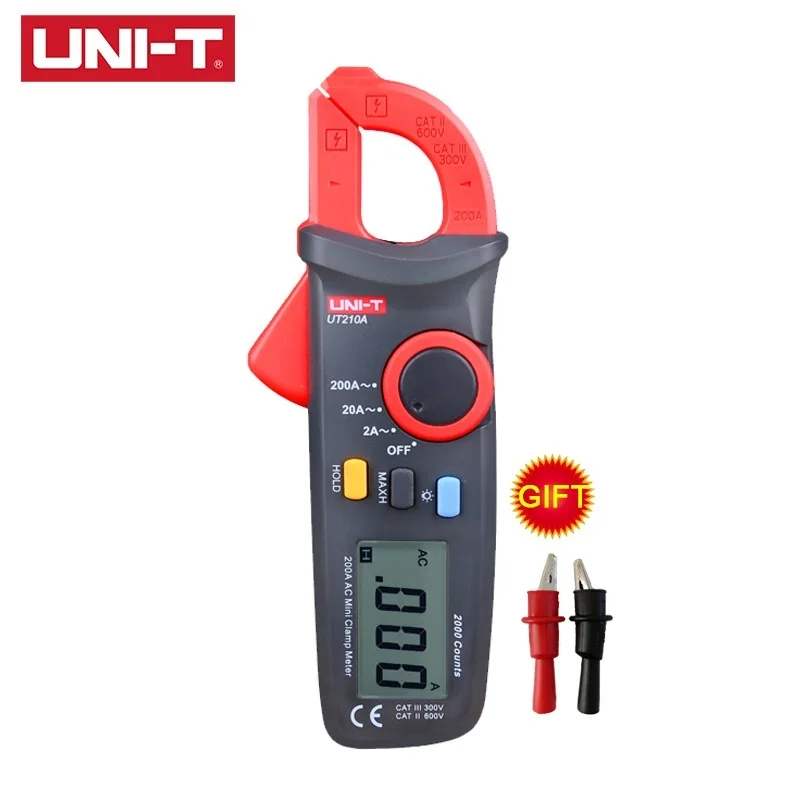 UT210A UNI-T UT210 серии Цифровые токовые клещи AC/DC напряжение тока UT210E True RMS Авто Диапазон VFC емкость Бесконтактный мультиметр - Цвет: UT210A