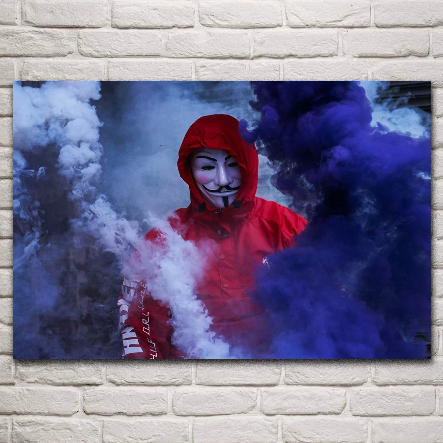 Anonymous Mask Fantasy Artwork Living Room Decor Home Wall Art Decor Wood Frame Fabric Posters Km077 Painting Calligraphy Aliexpress - roblox anonymous mask