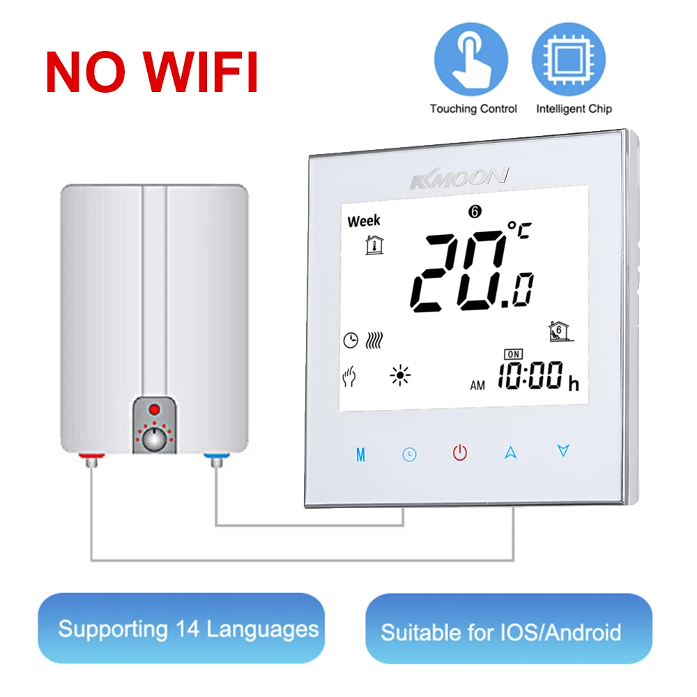 White no WiFi WiFi умный термостат контроль температуры Лер для воды/газового котла отопления работает с Google Home Голосовое управление Энергосбережение - Цвет: White no WiFi