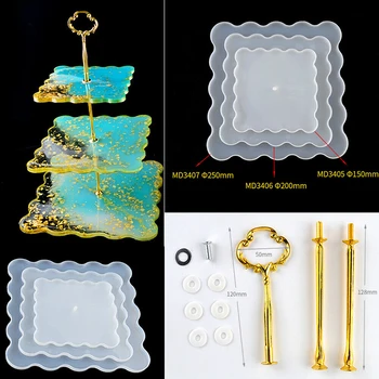

Three-layer fruit tray tea tray Silicone Mold Epoxy Resin Tray DIY Cupcake Fruit Dessert Stand Mold for Desktop Decoration