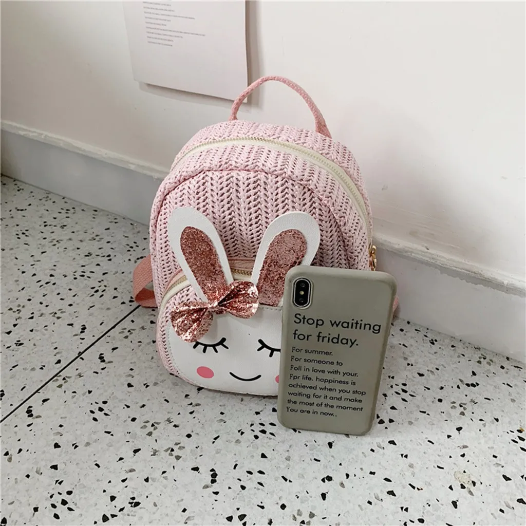 INSULAR, детская школьная сумка, модный соломенный рюкзак на плечо с кроликом для девочек, милые домашние повседневные сумки#45