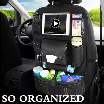 

Vehemo 4 USB PU Leather Seat Back Bag Auto Storage Bag Charging Universal Waterproof Multi-Pocket Car Hanging Bag