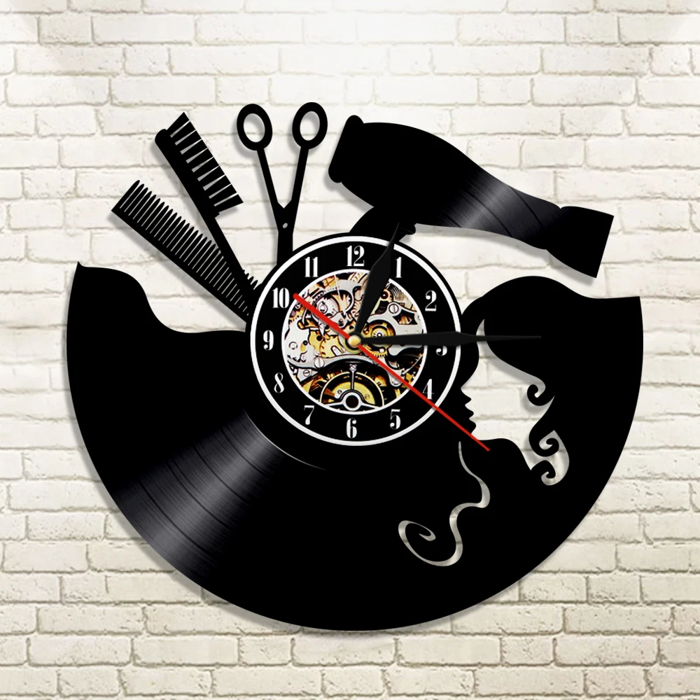 Винтажные настенные часы с виниловой пластиной для парикмахерской|wall clock|record wall