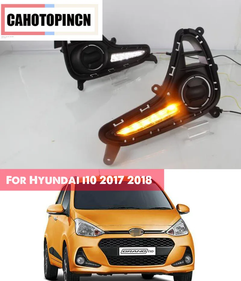 

Для Hyundai Grand i10 2017 2018 с реле сигнала поворота, водонепроницаемые 12 В Светодиодные Автомобильные дневные ходовые огни, противотуманная фара