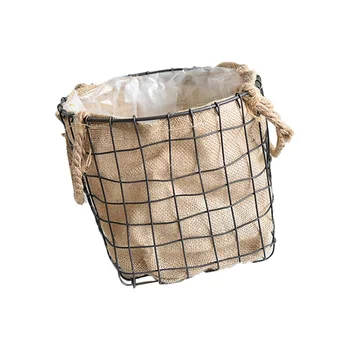 

1pc European Style Vintage Iron Art Linen Flower Pot Planter Bonsai Flower Container Flower Storage Bin for Indoor and Outdoor (