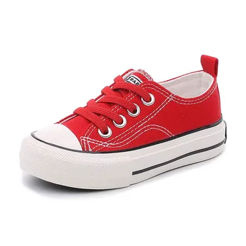 

Girls canvas shoes spring Autumn Red Running Sneakers Increase children kids shoes soft and comfortable boys Flat school shoes