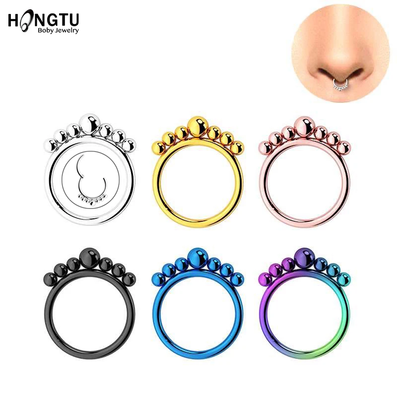 1PC Surgical Steel 16g Bead Hinged Daith Clicker Hoop Seamless Ring Helix Septum Piercing Earring Nose Labret | Украшения и
