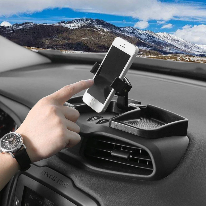 Dash Cell Phone Holder with Storage Tray for Jeep Renegade, Phone Bracket Organizer, Black