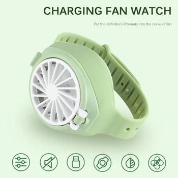 

Lightweight Watch Shape Fan Rechargeable Portable Handheld Electric Ventilator Portable Table Student Dormitory Usage