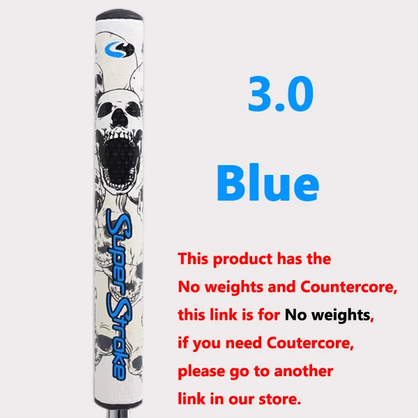 3.0No weights blue Новинка супер Стро* череп 4 цвета клюшки тонкий 2,0/3,0 ручка 10 штук клюшки для гольфа без веса - Цвет: 3.0No weights blue