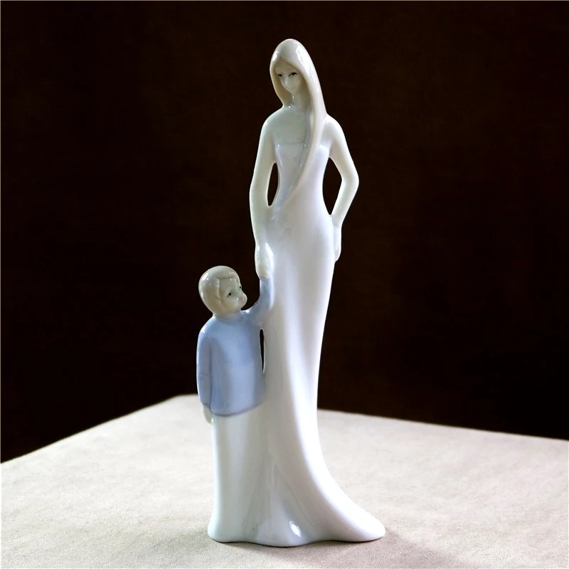 Hand Painted Porcelain Mother Figure Statue Ceramic Father
