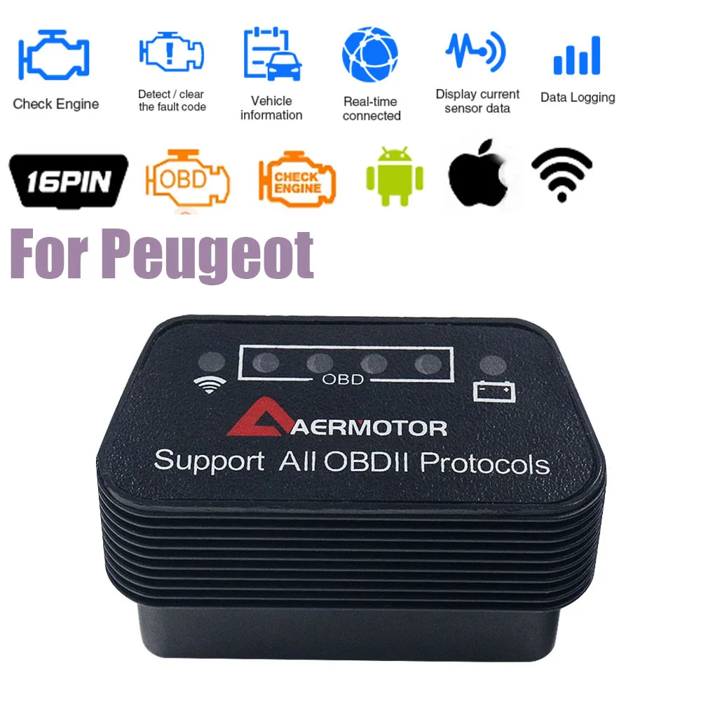 WIFI сканер двигателя ELM327 OBD2 для Peugeot 308 208 508 5008 3008 2008 4008 301 306 207 307 408 диагностические