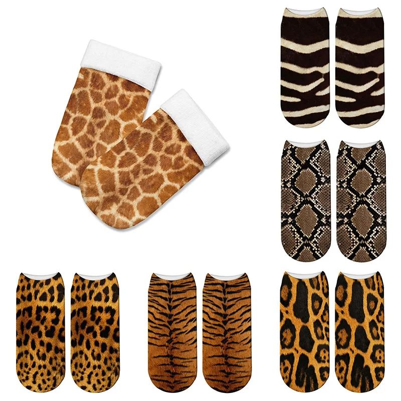 

Cool Zebra Skin 3D Printing Sock Women Fashion Funny Snake Low Cut Ankle Socks Calcetines Hosiery Animal Shapes Meias Socks Lady