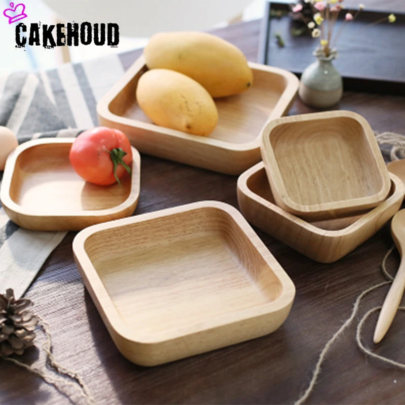 CAKEHOUD Creative Wooden Plate Japanese Fruit Salad Plate Home Smooth Wooden Bread Dish Tray Kitchen High Quality Service Tray