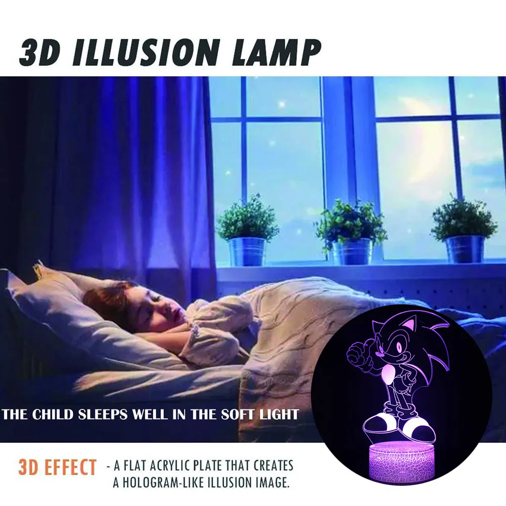 Us 9 88 10 Off Anime Style Night Lights Sonic The Hedgehog Model Led Lamp Kids Bedroom Decoration Cartoon Lights With Remote Control For Child In