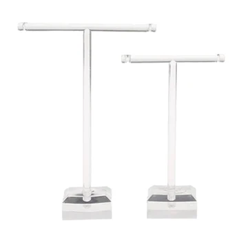 

2Pcs/Set Clear Acrylic Earrings Showcase Display T Bar Stand Holder Organizer Jewelry Hanger Display Rack Kit Container Simple