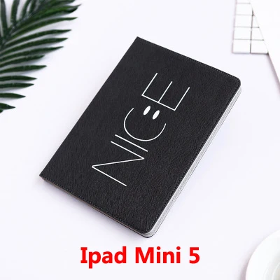 Для Apple Ipad-9,7 Ipad Mini 1 1 2 3 4 5 Ipad 2 3 4 полное покрытие просто приятная улыбка лицо Авто Сон Пробуждение Auti пылезащитный чехол - Цвет: Black Min 5