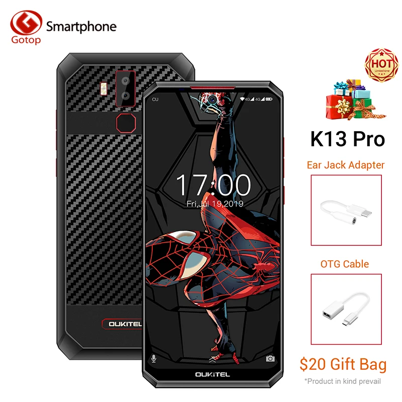 Смартфон OUKITEL K13 Pro 6 41 дюйма 11000 мАч 4 Гб + 64 ГБ MT6762 восемь ядер Android 9 0 NFC мобильный