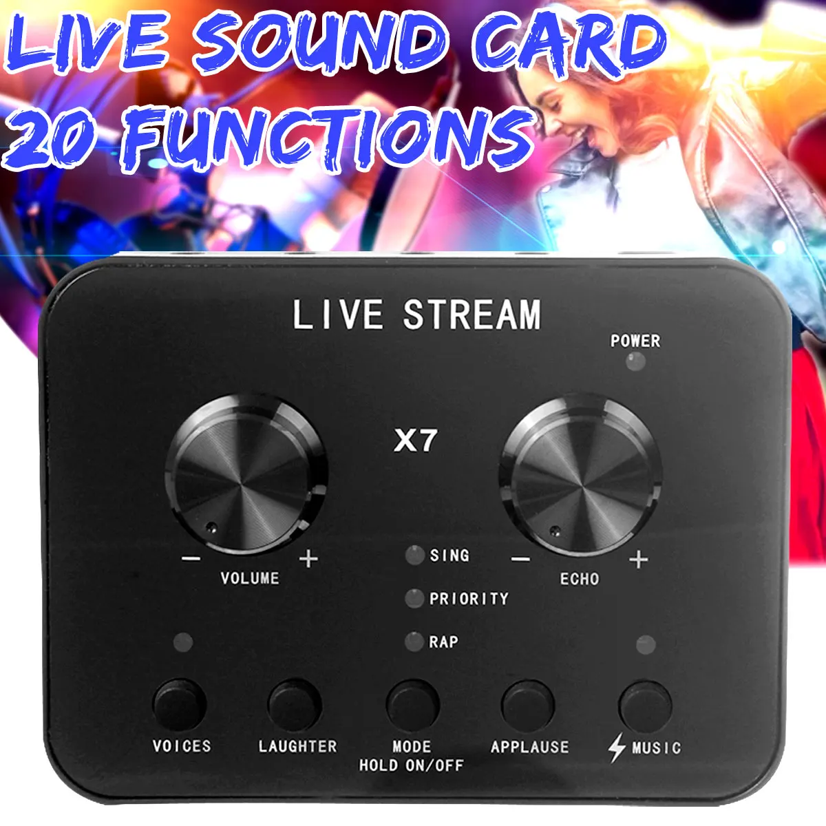 

Audio USB External Sound Card Headset Microphone Webcast Personal Entertainment Streamer Live Broadcast for PC Phone Computer