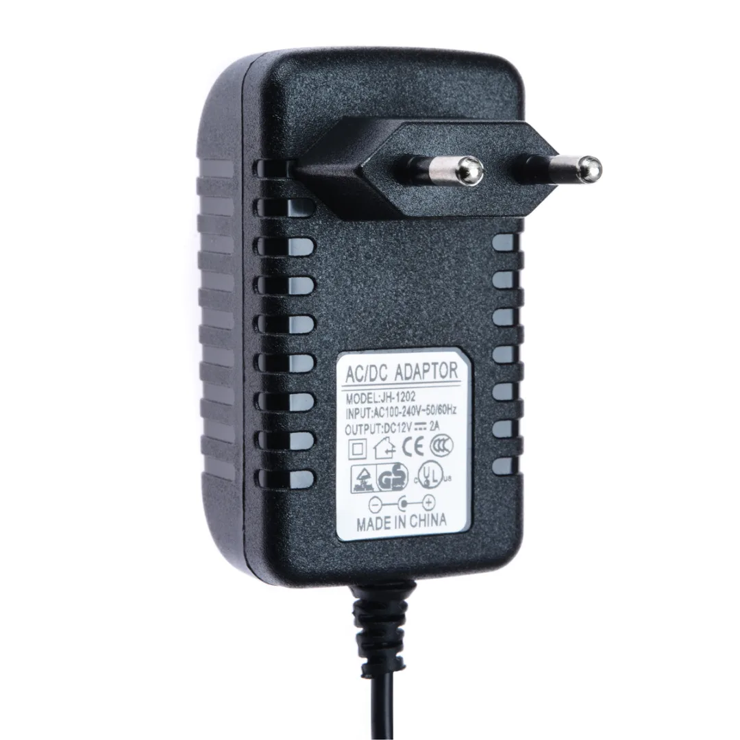 AC 100V-240V Converter Adapter DC 12V 2A Power Supply EUPlug DC 5.5mm x 2.1mm for Camera Video MP4 Audio