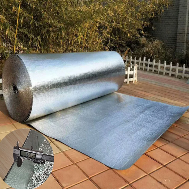 Película de aislamiento térmico de burbuja de papel de aluminio y Material de aislamiento de doble cara para techo y habitación solar impermeable 3sqm/lote