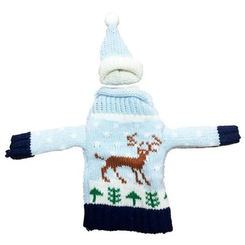 

Christmas Knit Sweater Hat Wine Bottle Cover Set Snowman Bottle Cover Holiday Event Gift Wrap