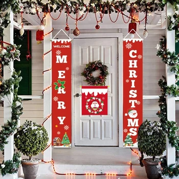 

Merry Christmas Door Banner Ornaments Hanging Ornament Decorative Reusable Non Woven High Quality Home Festival Party