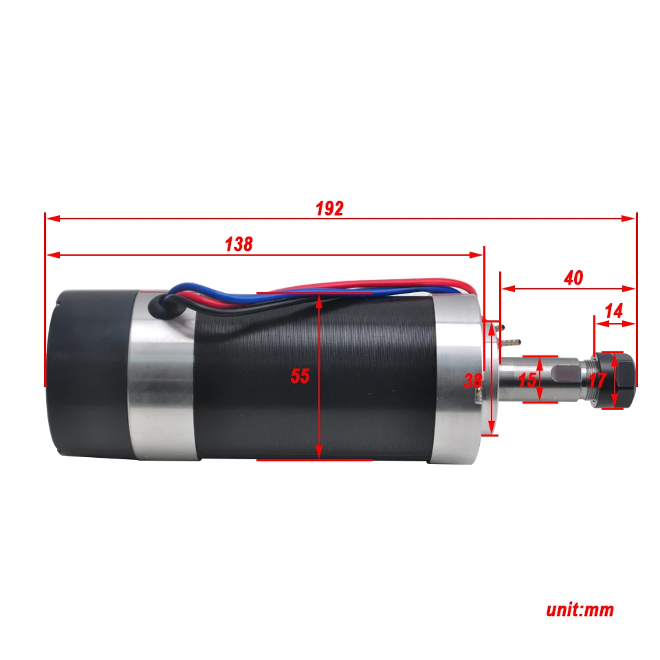 500 Вт ЧПУ бесщеточный электродвигатель вращения шпинделя ER11/ER16 мотор шпинделя с воздушным охлаждением 55 мм 48 В шпиндель Маршрутизатор Инструменты для гравера фрезерный станок