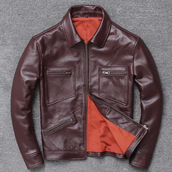 

Special offer new head layer cowhide Man lear lear brief paragraph lapel bigger sizes air force pilot lear jacket