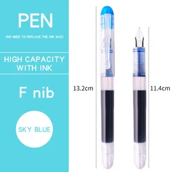 Vibrant Ink Fountain Pen Set - 8 Color Collection for Office & School - Stylish & Elegant Writing Essentials (F Sky blue)